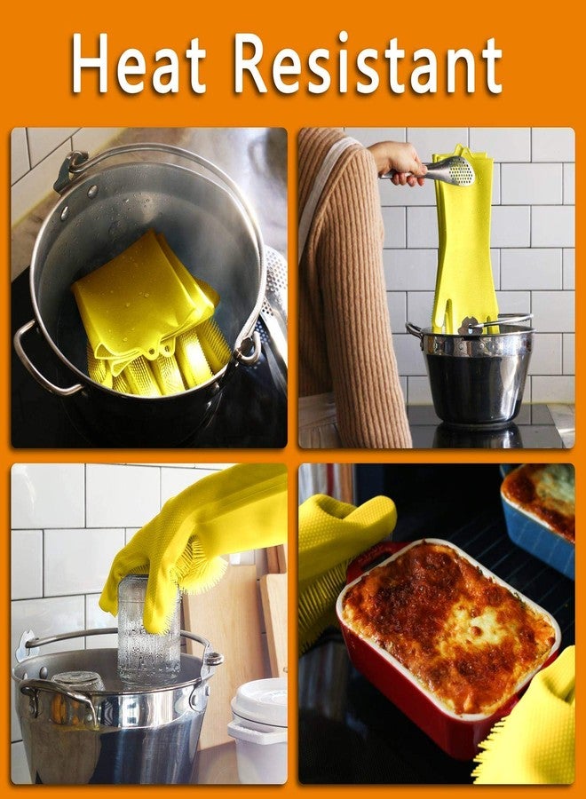 HomeFast Magic Dishwashing Gloves with Scrubber, Silicone Cleaning Gloves for Wash Dish,Kitchen, Bathroom (Yellow) - Image 5